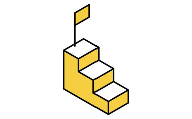 Merdiven ve bayrak ile konsept illüstrasyonunu artırmak başarı ve hedefi sembolize eder, Vektör İllüstrasyonu