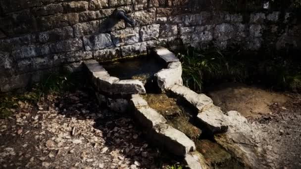 Historischer alter traditioneller Brunnen in einem Dorf — Stockvideo