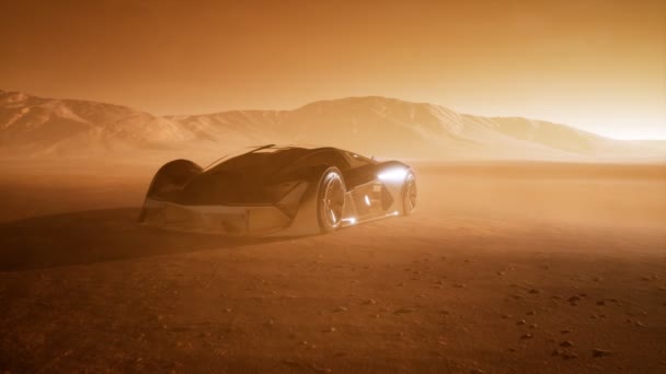 Supercar al tramonto nel deserto — Video Stock