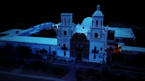 Missão San Xavier del Bac à noite — Vídeo de Stock
