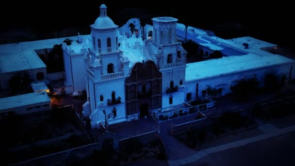 San Xavier del Bac Mission at night — Stock Video