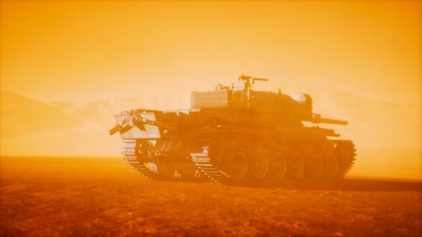 World War II Tank in desert in sand storm — Stock Video