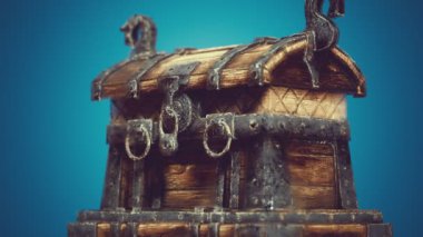 Metal Tokalı Kapalı Tahta Hazine Sandığı