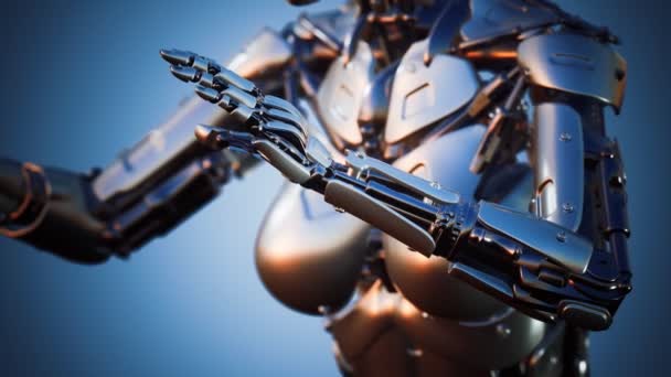 Futuristická humanoidní robotka v pojetí budoucnosti — Stock video