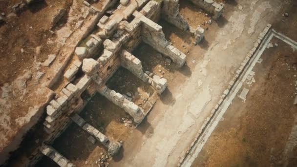 Reruntuhan Pasar Utara di Yunani Korintus — Stok Video