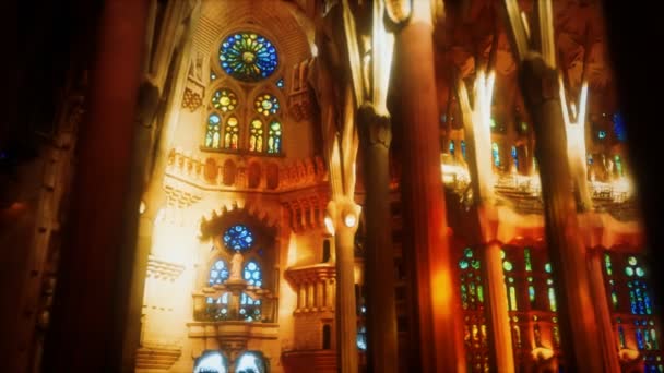 Interiör i La Sagrada Familia — Stockvideo