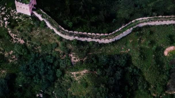 Pemandangan udara dari dinding besar Cina — Stok Video