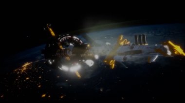 Dünya yörüngesindeki büyük uzay gemisi. NASA tarafından desteklenen elementler