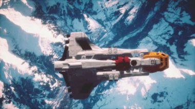 Dünya yörüngesindeki bir uzay gemisinin 3 boyutlu çizimi