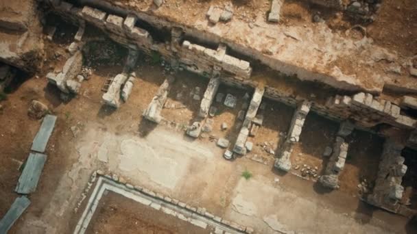 Ruinen des Nordmarktes in Korinth Griechenland — Stockvideo