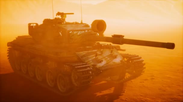 World War II Tank in desert in sand storm — Stock Video