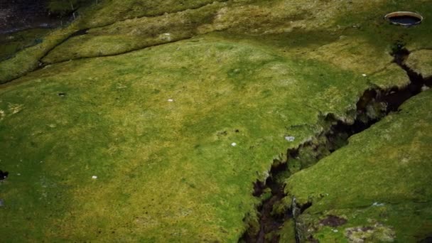 Pemandangan udara bentang alam hijau di Kepulauan Faroe — Stok Video
