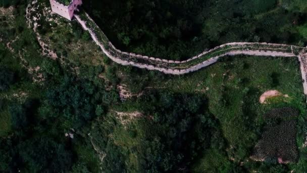 Pemandangan udara dari dinding besar Cina — Stok Video