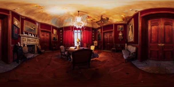 Vr 360 класична кімната для куріння сигарет — стокове відео