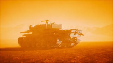 2. Dünya Savaşı Tankı çölde kum fırtınasında