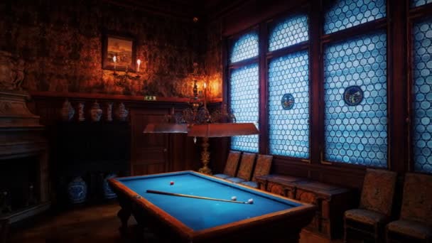 Ancien vintage salle de billard intérieur — Video