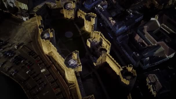 Caernarfon Castle kursi kerajaan North Wales — Stok Video