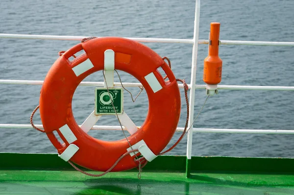 life buoy on the ship. A device on a ship to save people. Safety, rescue, life buoy.