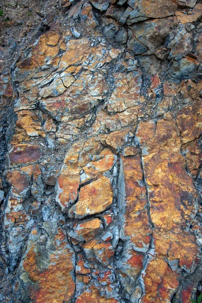 Czerwone Podłoże Grunge Struktura Skalna Pęknięciami Czerwony Brązowy Żółty Górski — Zdjęcie stockowe