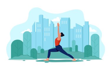 Genç, esnek, ince kız yoga yapıyor.