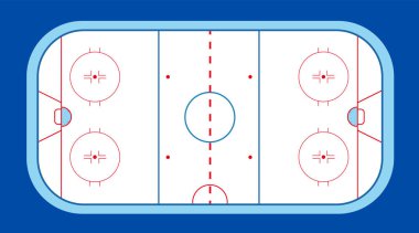 Buz hokeyi sahası, disk ve sopayla.