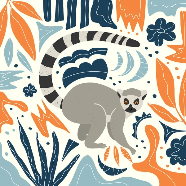  Tropikal ormanda lemur. İskandinav tarzı