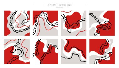 Sekiz soyut arka plan seti. Mavi renkler.