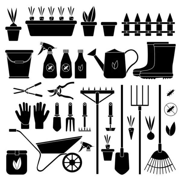 Un ensemble d'outils de travail pour le jardin. — Photo