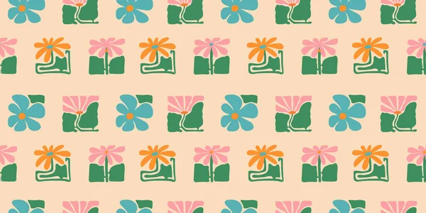 Renkli çiçek desensiz desen çizimi. Klasik tarz çiçek çerçevesi tasarımı. Geometrik doğal duvar kağıdı baskısı, bahar mevsimi doğa çiçek desenli arkaplan dokusu.