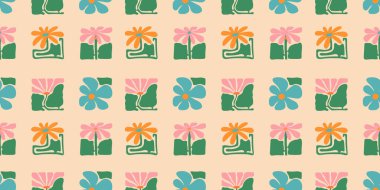 Geçmişe özgü parlak, pürüzsüz çiçek deseni. Yumuşak bir yay üzerindeki geometrik çiçek çerçevesi yapısı ilham verici bir arka plan. Renkli çiçekleri ve doğal dokusu olan doğa temalı duvar kağıdı tasarımı.