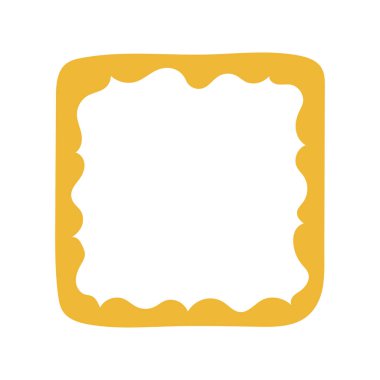 Dalgalı kenarlı tek bir kare çerçeve. Minimalist karalama tarzında kalın sarı dekoratif kenar. Koleksiyon defteri, davetiyeler, kartlar, fotoğraf albümleri ve yaratıcı tasarım projeleri için mükemmel..