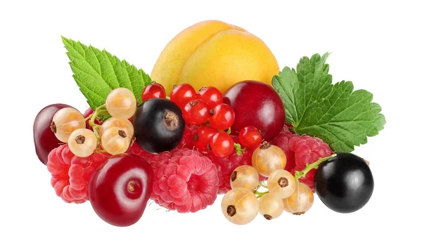 Berry Currants Raspberry Cherry Diisolasi Latar Belakang Putih — Stok Foto