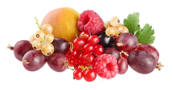 Berry Currants Raspberry Cherry Diisolasi Latar Belakang Putih Stok Lukisan  