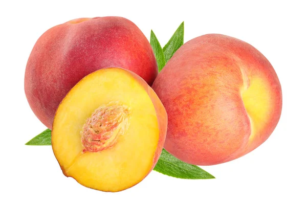 Peaches Slice Isolated White Background — Stock Photo, Image