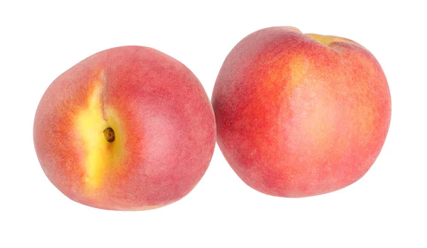 两个桃子在白色的背景上隔离开来 — 图库照片
