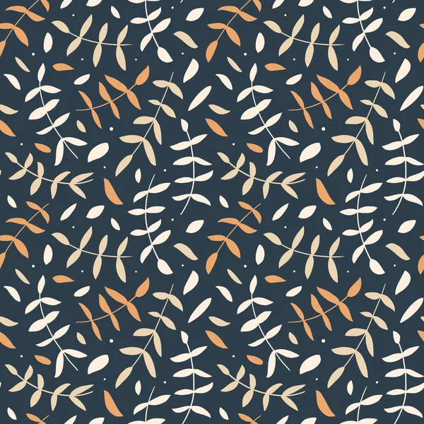 Motif floral sans couture avec des couleurs crème café tendres sur fond sombre. Sable calme, imprimé automne vecteur marron pour textile, habillement, tissu. EPS10, image de fond modifiable avec des branches — Image vectorielle