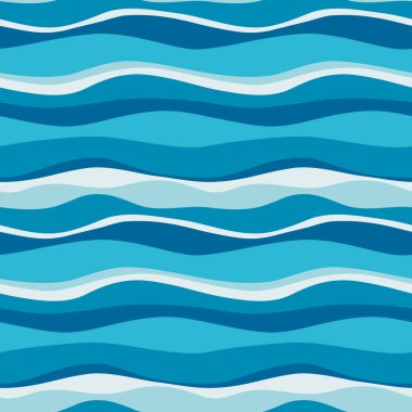 Sea waves blue, white stripes seamless pattern. Vector ocean blue digital paper for wrapping, fabric, apparel, textile, scrapbooking. Cute kids marine, sailor print, EPS 10.