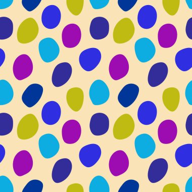 Soyut mavi, morumsu, salata yeşili ve bej arkaplanda dikişsiz vektör deseni. Düzenlenebilir neon taşları giysi, tekstil ve kumaş için EPS10 baskısı. 