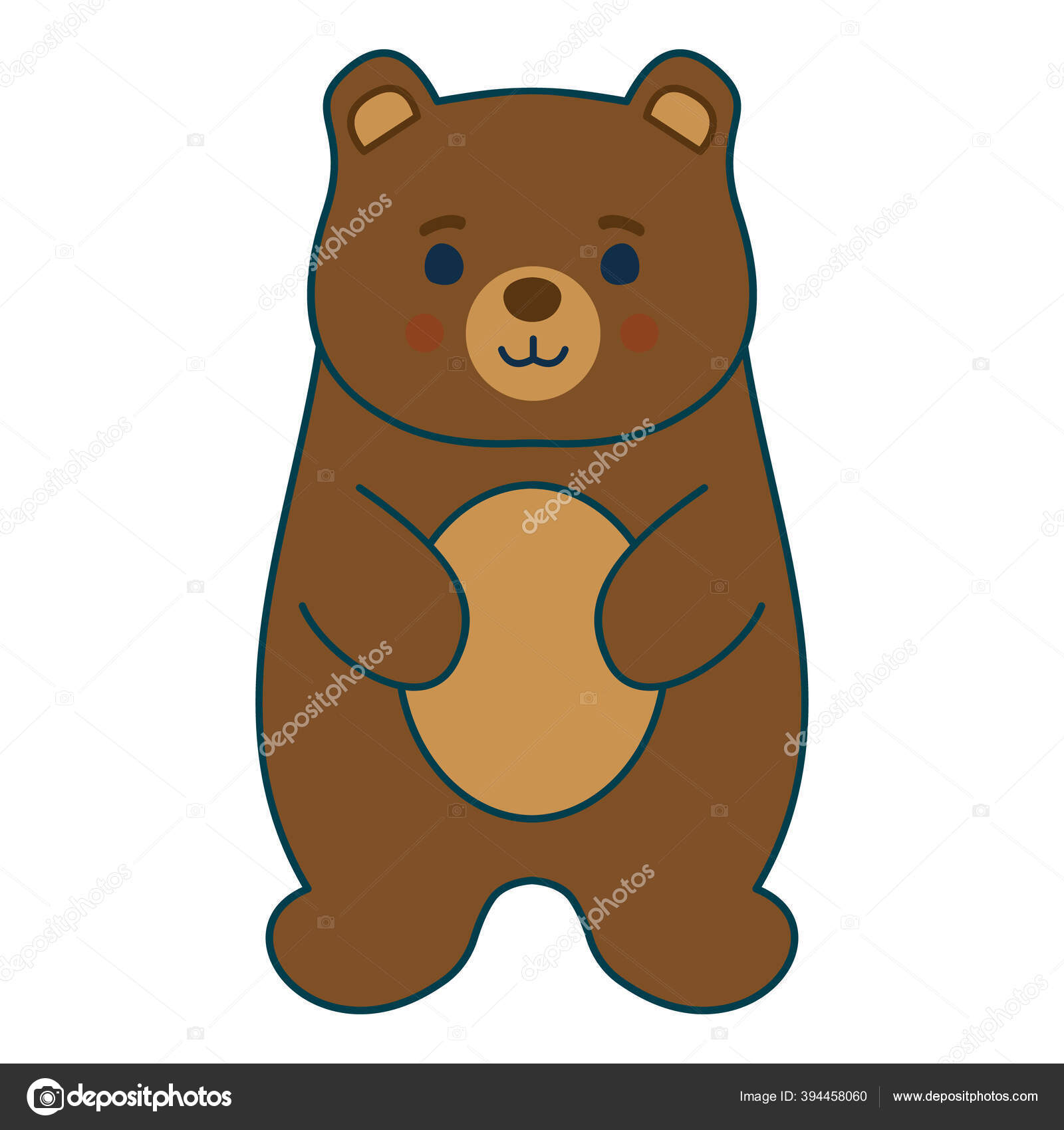 귀여운 아기 곰, 아이들 벡터 그림, 납작 한 야생 동물 그림. 미니멀리즘 2d 캐릭터 , EPS10, 편집 가능 한 스티커 곰작고  친근 한 동물 스톡 벡터 - ©JennyBardak 394458060, image size:1600x1700