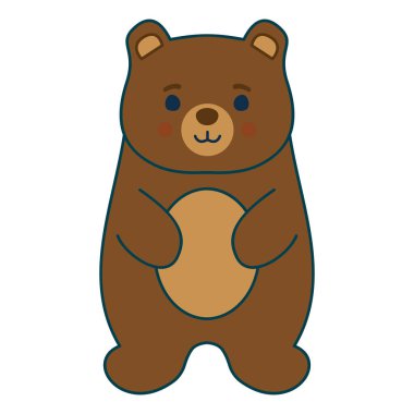 Sevimli bebek ayı, vektör çizimi, düz vahşi hayvan çizimi. Minimalist 2D karakter, EPS10, düzenlenebilir oyuncak ayı, küçük dost canlısı hayvan.