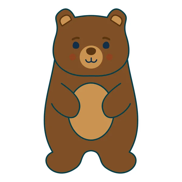 Urso bonito do bebê, desenho de vetor de crianças, ilustração animal selvagem plana. Personagem minimalista 2d, EPS10, ursinho de pelúcia adesivo editável, pequeno animal amigável — Vetor de Stock