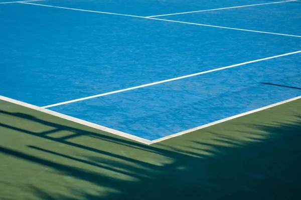 Λεπτομέρεια Από Άποψη Από Γωνία Ενός Συνθετικού Μπλε Γηπέδου Τένις — Φωτογραφία Αρχείου