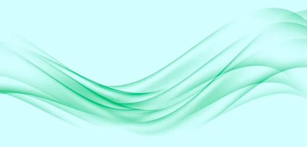Soyut pürüzsüz renk dalga vektörü. Eğri akış yeşil hareket illüstrasyonu. Duman tasarımı