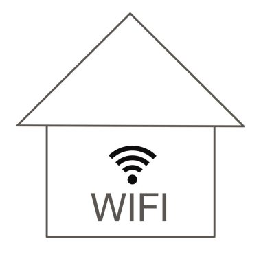 Tasarım sembolü için Wi-Fi işareti evde ya da kafede ücretsiz kablosuz ağ, restoran