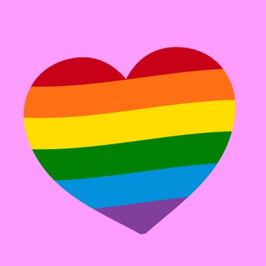 LGBT sembolü. Gey geçit töreni sloganı. Gökkuşağı bayrağı arkaplanı.