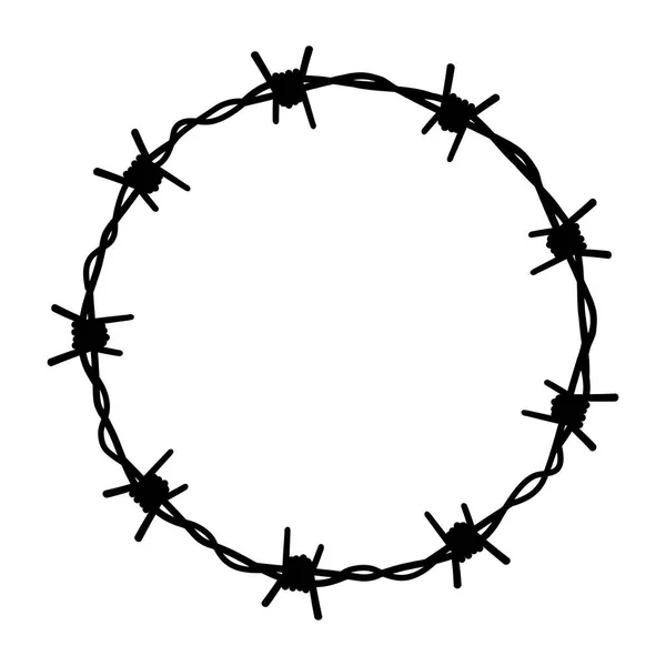 Frame circle from barbed wire. Vector fence illustration — Stock Vector