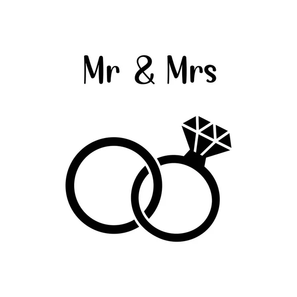 Des alliances. Diamant. Style de design minimaliste moderne Illustration de mariage ou de fiançailles — Image vectorielle