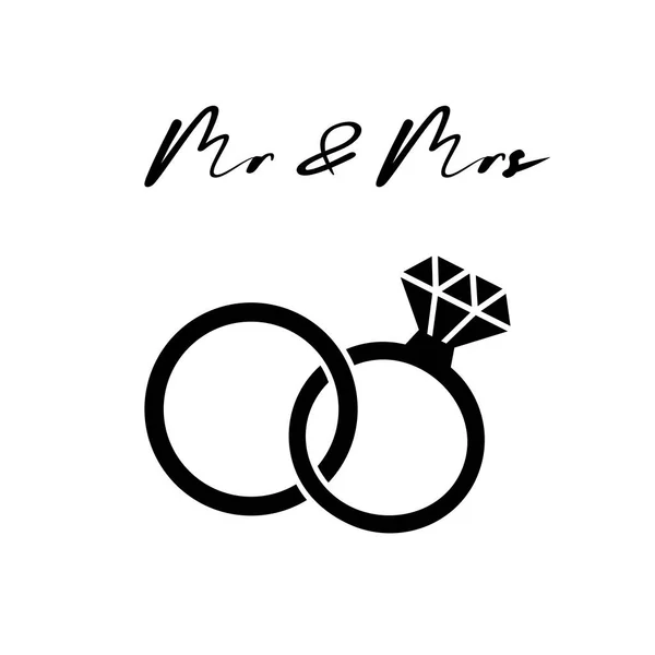 Des alliances. Diamant. Style de design minimaliste moderne Illustration de mariage ou de fiançailles — Image vectorielle