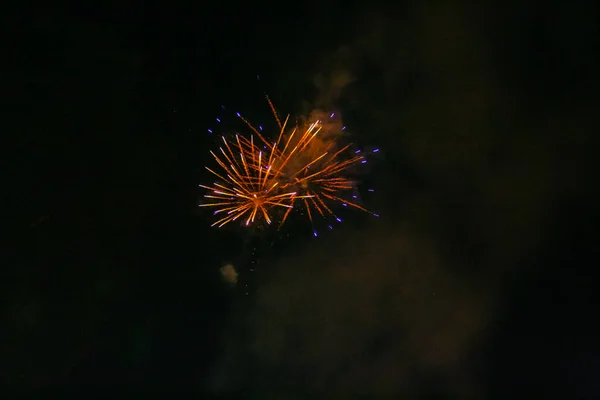 Fundo Colorido Luzes Desfocadas Fogos Artifício Coloridos Céu Noturno Como — Fotografia de Stock