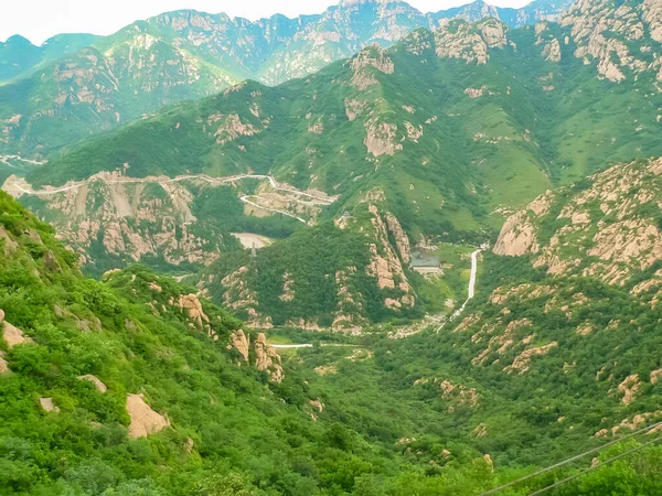 Великая Китайская Стена Вид Высоты Птичьего Полета Одной Отдаленных Частей — стоковое фото